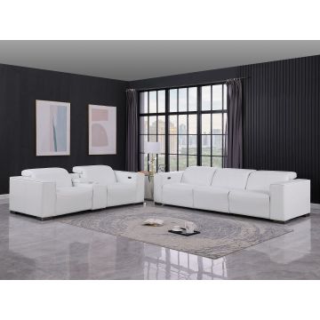 1208 Leather Reclining Set – Sofa & Loveseat with 5 Power Recliners