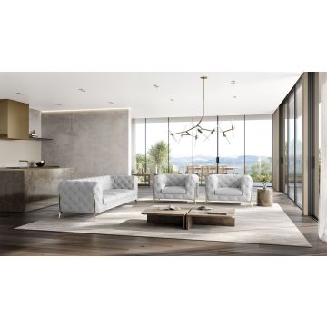 970 DivanItalia White 3-Piece Sofa and 2 Chairs Set in Top-Grain Italian Leather