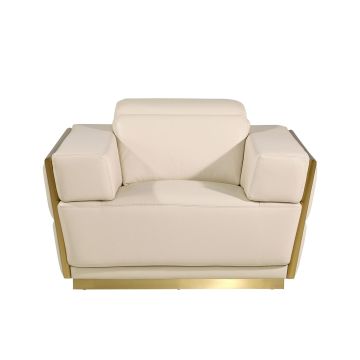 1111 DivanItalia Cream Chair with Adjustable Headrest in Top-Grain Italian Leather