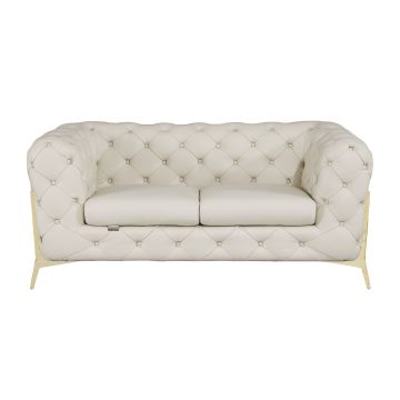 970 DivanItalia Cream Loveseat in Top-Grain Italian Leather