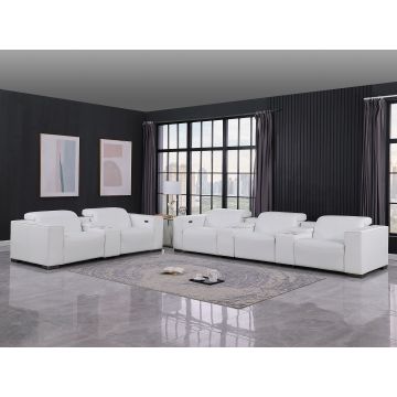 1208 Modular Leather Sofa Loveseat with 6 Recliners and Power Headrests