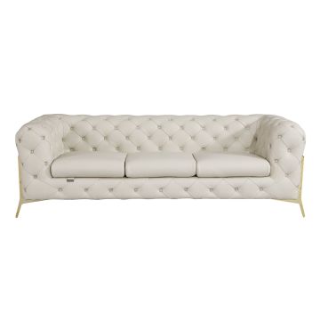 970 DivanItalia Cream Sofa in Top-Grain Italian Leather