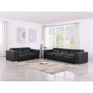 1208 Leather Reclining Set – Sofa & Loveseat with 4 Power Recliners