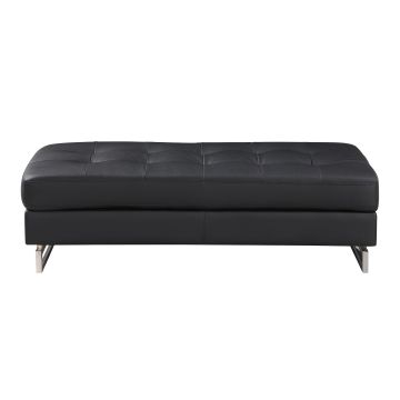 8136 Black Genuine Leather Ottoman