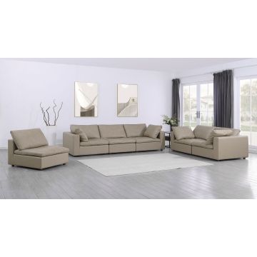 1100 DivanItalia Beige 3-Piece Sofa Set – Top-Grain Italian Leather with Ottoman