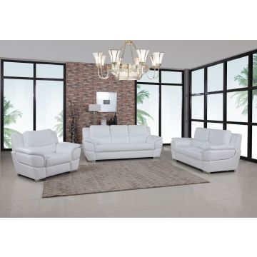 4572 White Genuine Leather, 3-Piece Sofa Set