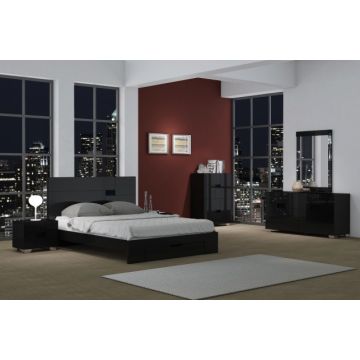 Aria - Black 4PC Eastern King Bedroom Set