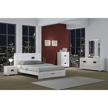 Aria - White 4PC Eastern King Bedroom Set