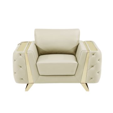 1050 DivanItalia Beige Chair in Top-Grain Italian Leather