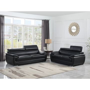 4571  Black Genuine Leather, 2-Piece Sofa Set