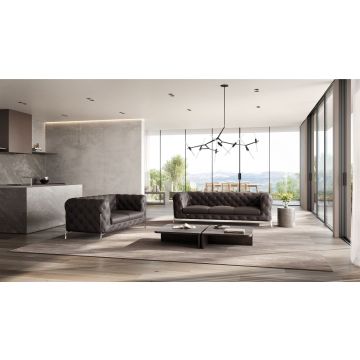 970 DivanItalia Brown 2-Piece Sofa Set in Top-Grain Italian Leather