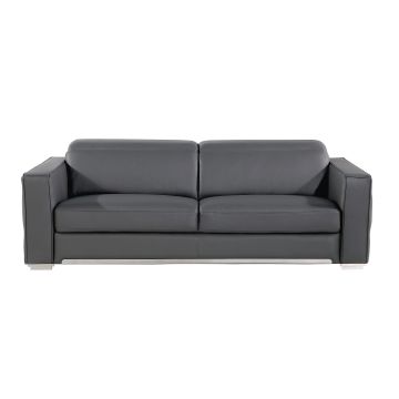1120 DivanItalia Dark Gray Sofa with Adjustable Headrest in Top-Grain Italian Leather