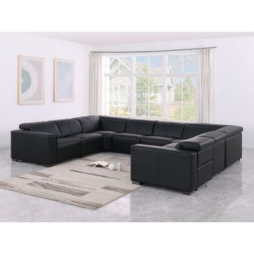 1208 8 Piece U Shaped Leather Sectional with 4 Power Recliners & PWR Headrests