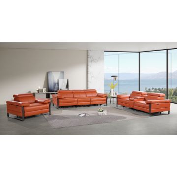 1246 DivanItalia CAMEL Modular Power Dual Reclining Sofa, Console Loveseat, and Chair Set with Power Headrests – Top Grain Italian Leather