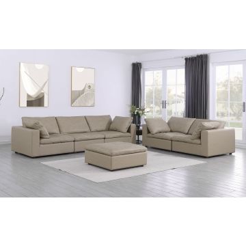1100 DivanItalia Beige 2-Piece Sofa Set – Top-Grain Italian Leather with Ottoman