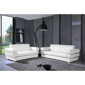 904 DivanItalia White 2-Piece Sofa Set in Top-Grain Italian Leather