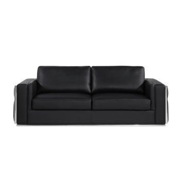 1130 DivanItalia Black Sofa in Top-Grain Italian Leather