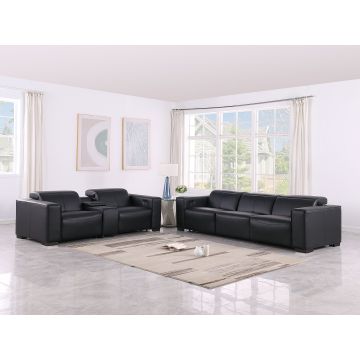 1208 Leather Reclining Set – Sofa & Loveseat with 5 Power Recliners