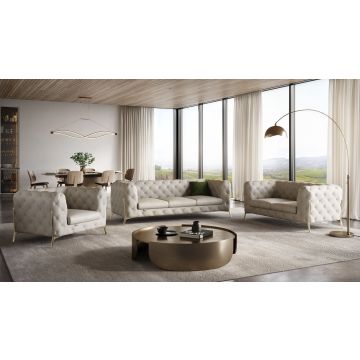 970 DivanItalia Cream 3-Piece Sofa Set in Top-Grain Italian Leather