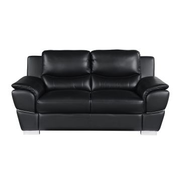 4572 Black Genuine Leather Loveseat