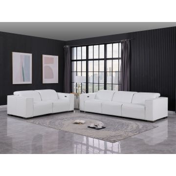 1208 Leather Reclining Set – Sofa & Loveseat with 4 Power Recliners