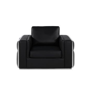 1130 DivanItalia Black Chair in Top-Grain Italian Leather