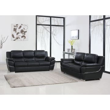 4572 Black Genuine Leather, 2-Piece Sofa Set
