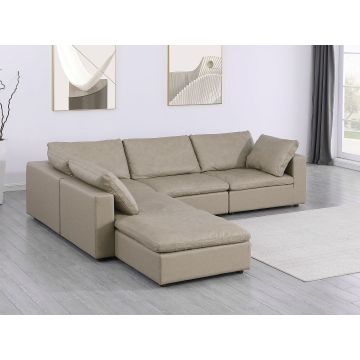1100 DivanItalia Beige 5-Piece Right Arm Facing 4-Seat Sectional – Top-Grain Italian Leather