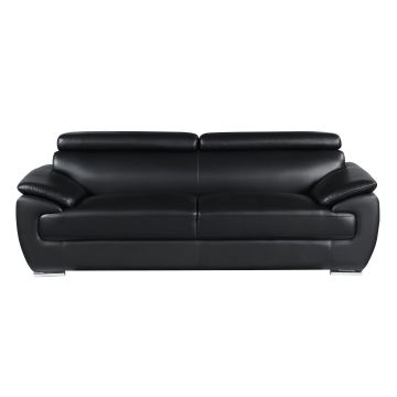 4571 Black Genuine Leather Sofa