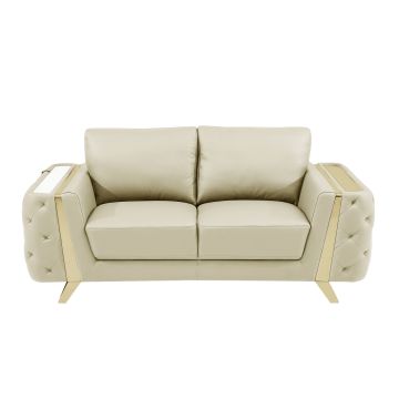 1050 DivanItalia Beige Loveseat in Top-Grain Italian Leather
