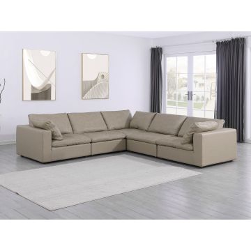 1100 DivanItalia Beige 5-Piece L-Shaped Sectional – Top-Grain Italian Leather