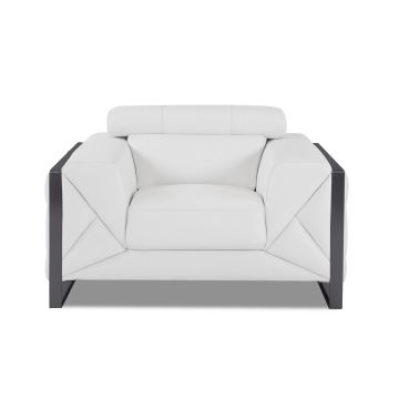 903 DivanItalia White Chair with Adjustable Headrest in Top-Grain Italian Leather