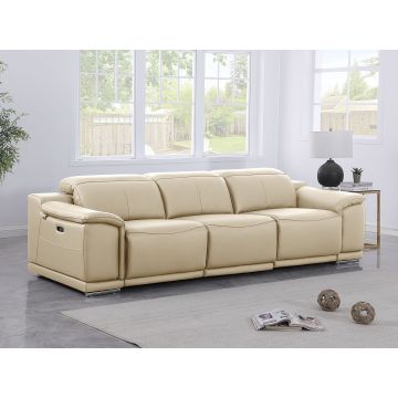 9762 DivanItalia Beige 3-Piece Modular Power Reclining Sofa with 2 Power Recliners in Top Grain Italian Leather