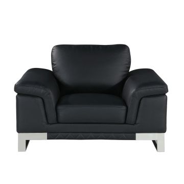 411 DivanItalia Black Chair in Top-Grain Italian Leather