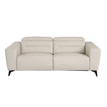 989 DivanItalia Beige Power Reclining Sofa with Power Headrest in Top-Grain Italian Leather